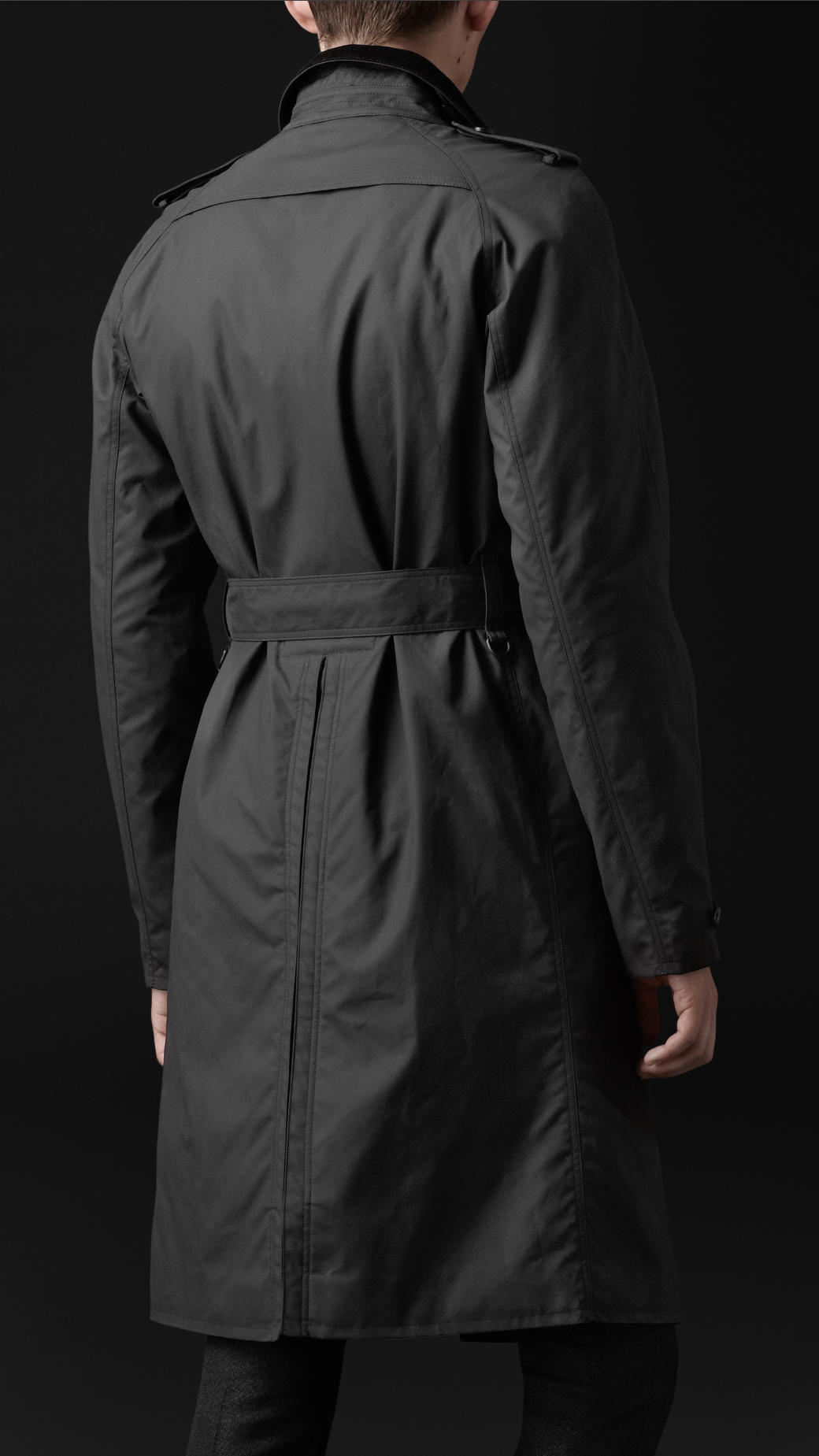 Lyst - Burberry Prorsum Corduroy Collar Waxed Cotton Trench Coat in ...