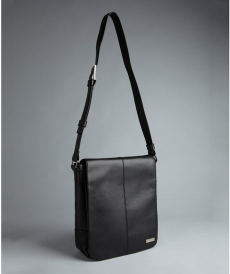 Calvin Klein Black Leather Flight Bag in Black for Men | Lyst