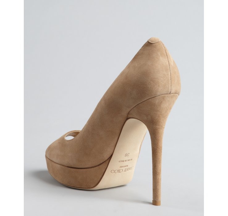 Lyst - Jimmy Choo Nude Patent Leather Crown Peep Toe Pumps in Natural