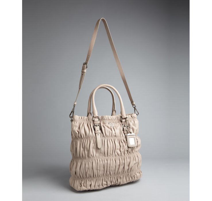 Prada Pomice Gaufre Leather Convertible Tote Bag in Beige (brown ...  