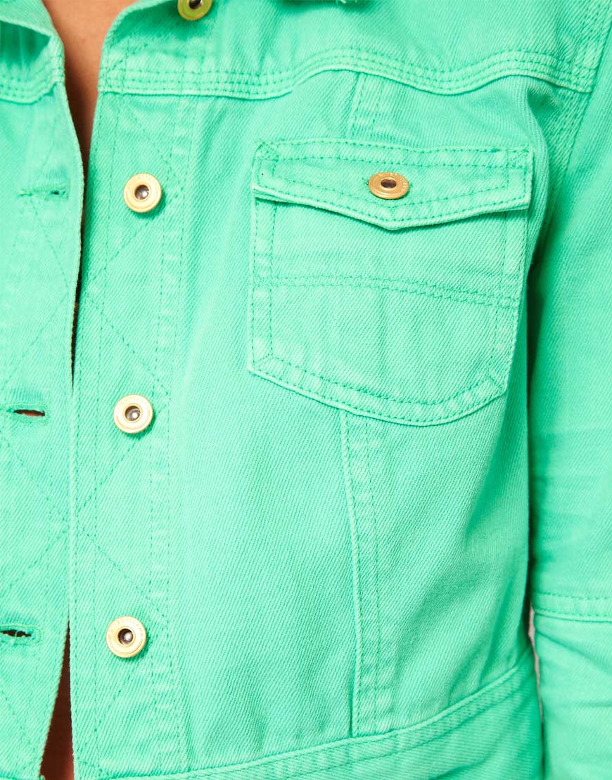 Lyst - River Island Mint Denim Jacket in Green