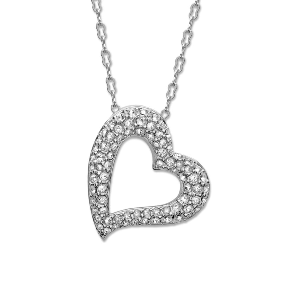 Swarovski Memory Floating Heart Crystal Pendant in Silver | Lyst