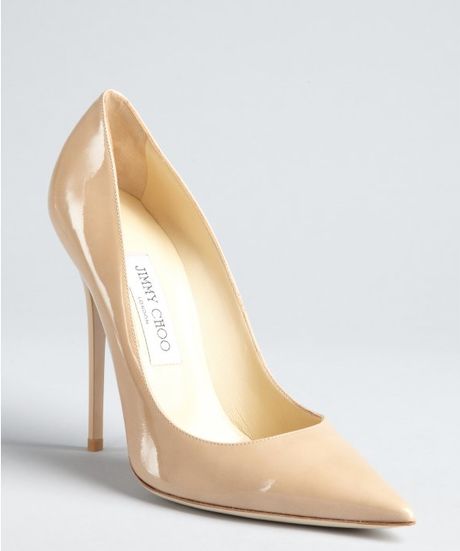 Lyst - Jimmy Choo Nude Patent Leather Anouk Pointed Toe 