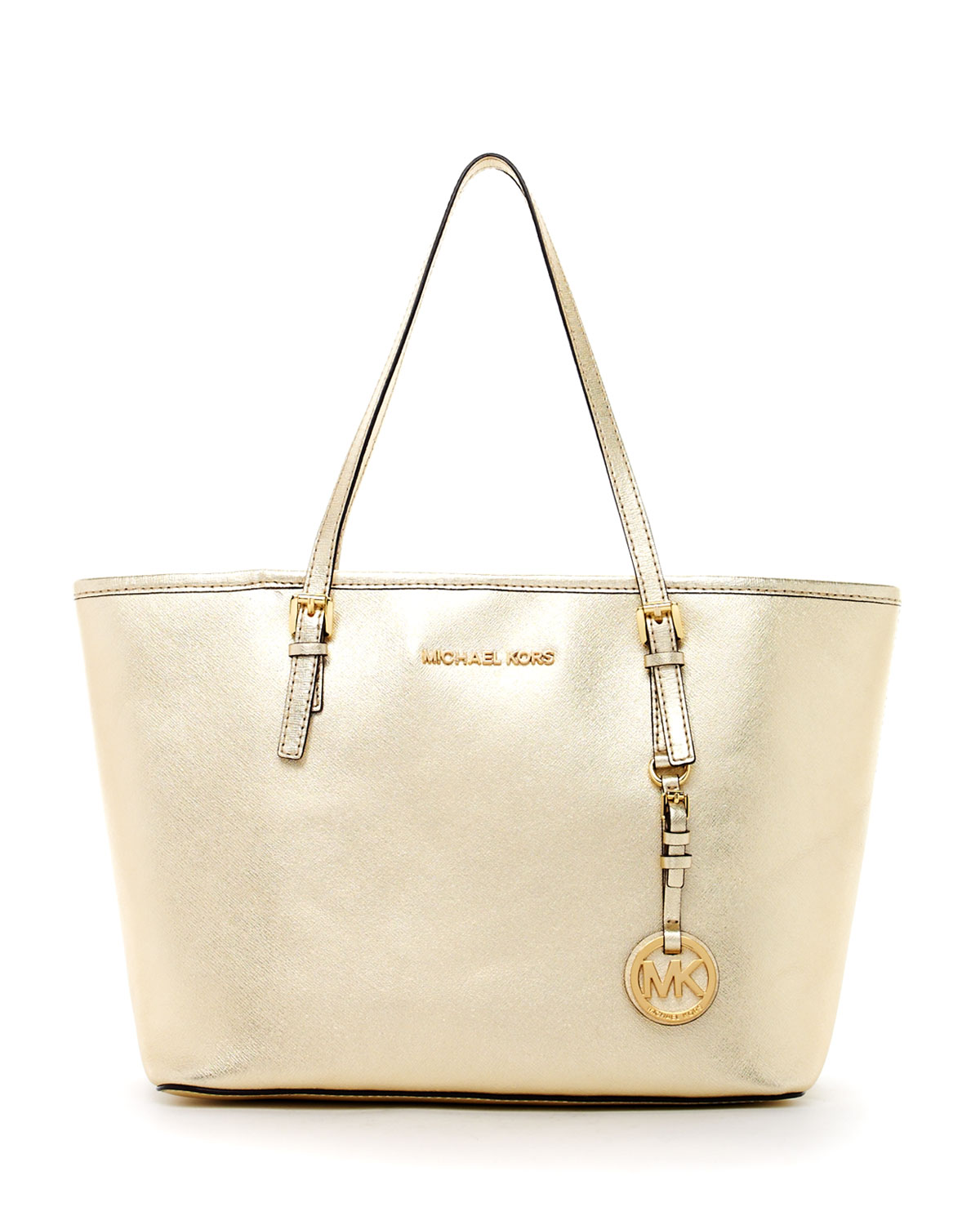 Lyst Michael Kors Jet Set Small Travel Tote Gold In Metallic Gallery