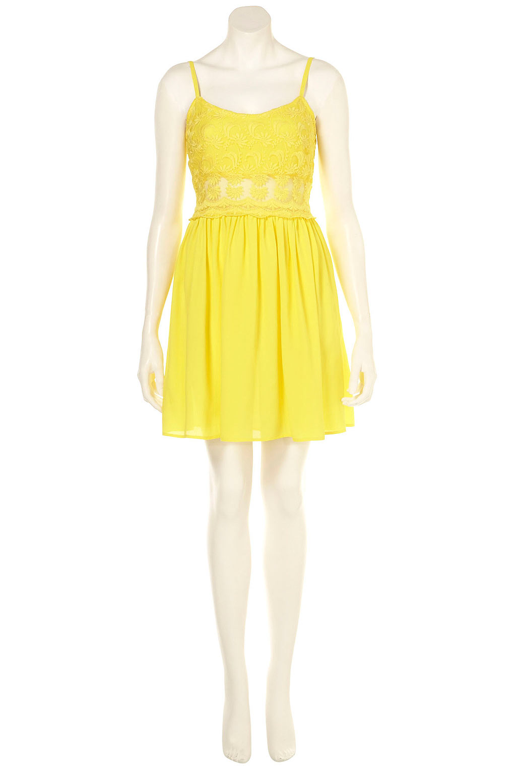 Lyst - Topshop Lace Strappy Sun Dress in Yellow