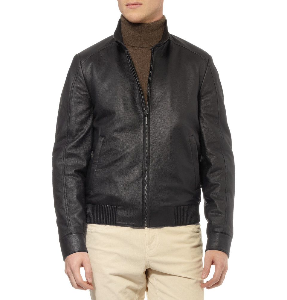 Brioni Leather Er Jacket In Black For Men Lyst Gallery