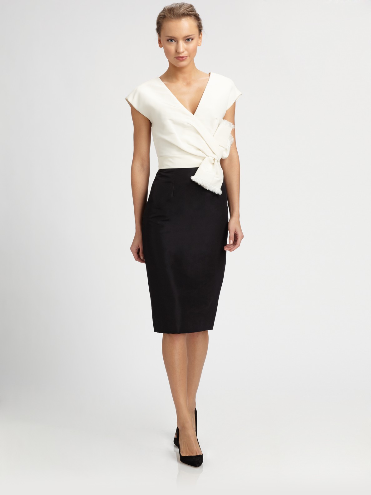 Lyst Carolina Herrera Silk Faille Dress In Black Gallery