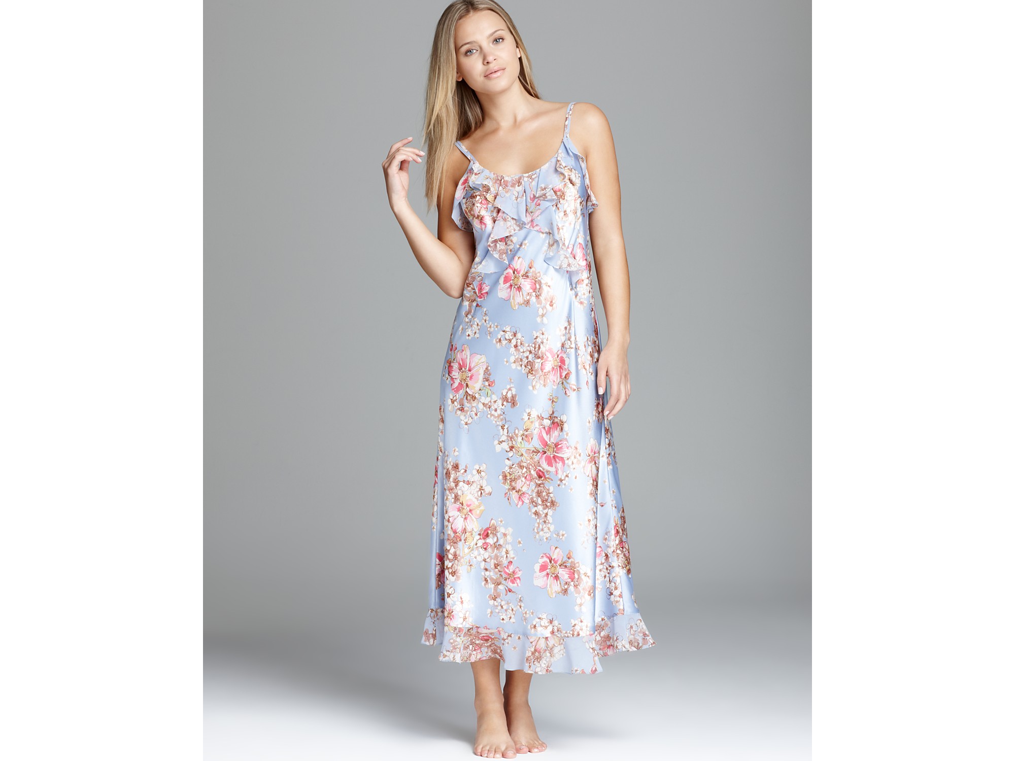 Lyst Oscar De La A Pink Label Morning Blossoms Charmeuse Gallery