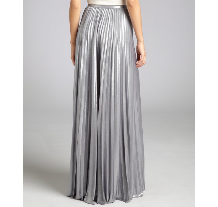 Lyst Halston Exclusive Pleated Maxi Skirt Silver In Metallic 7158