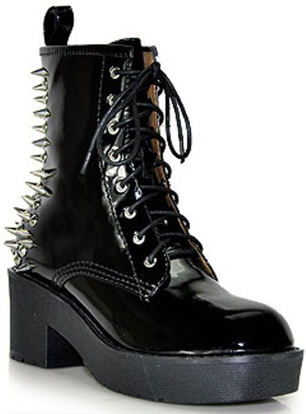 Jeffrey Campbell 8th St Black Patent Leather Spiked Boot in Black | Lyst