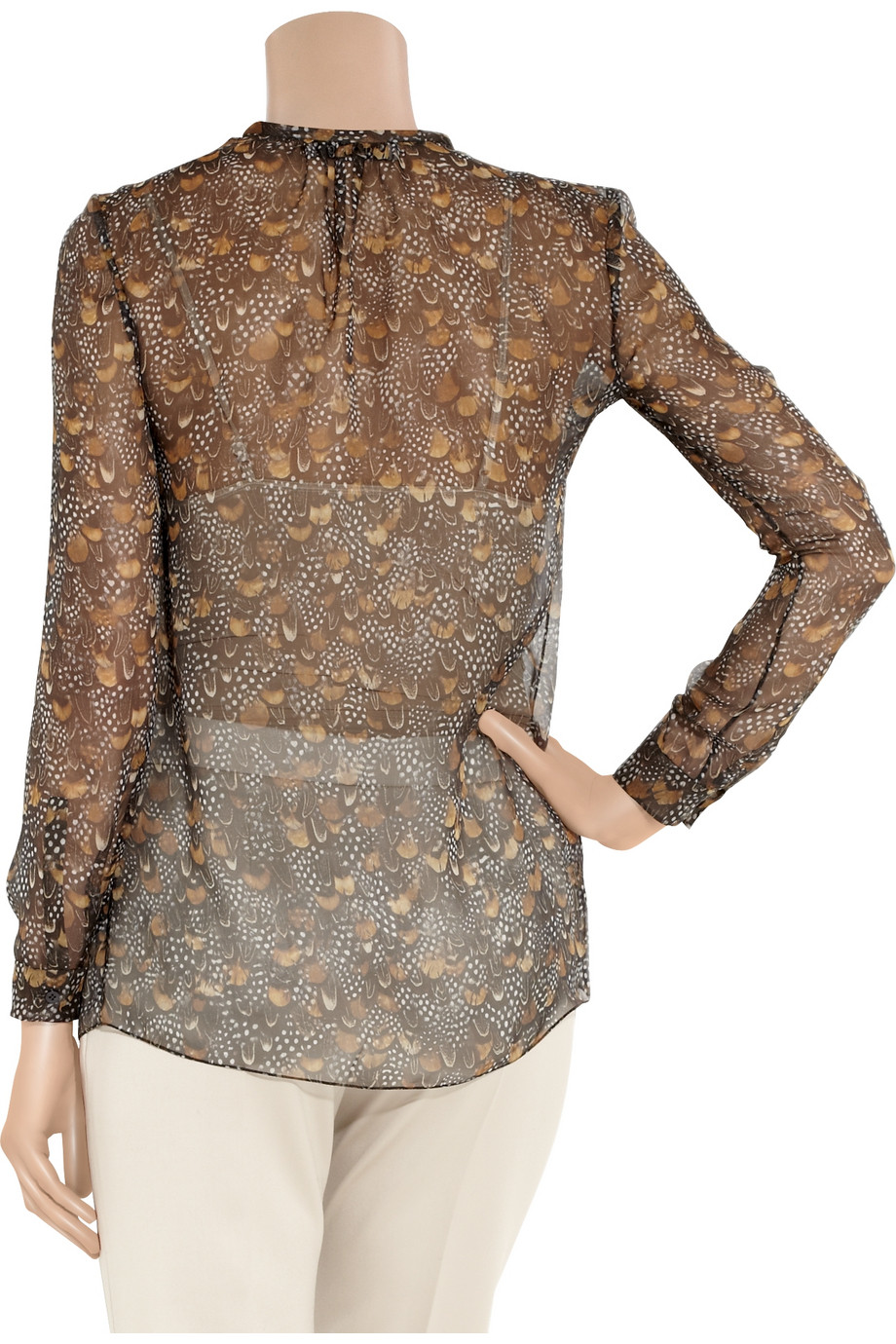 blouse with feather print