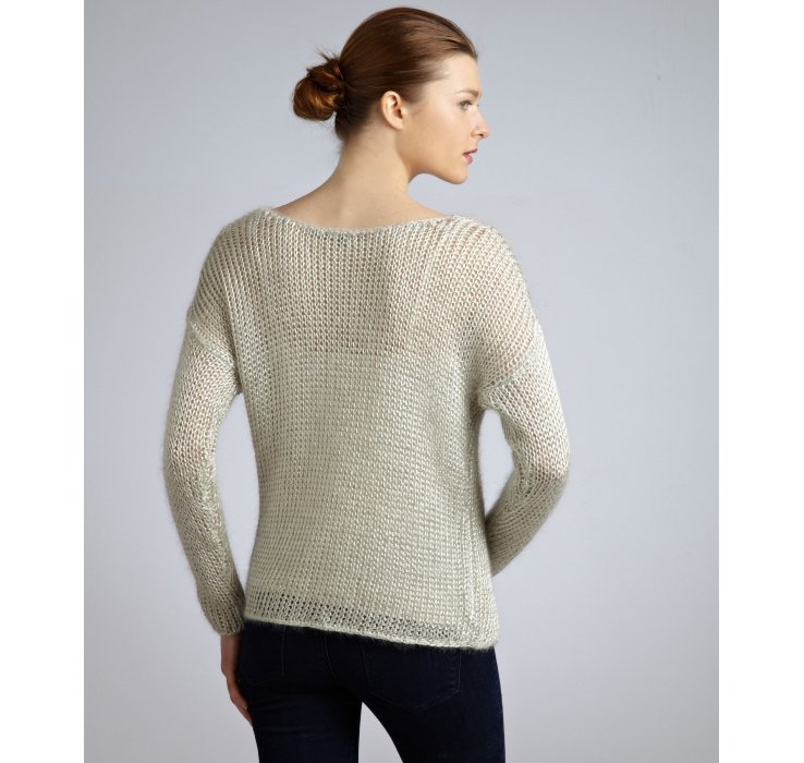 Lyst - Vince Silver Mohair Blend Loose Knit Boatneck Sweater in Metallic