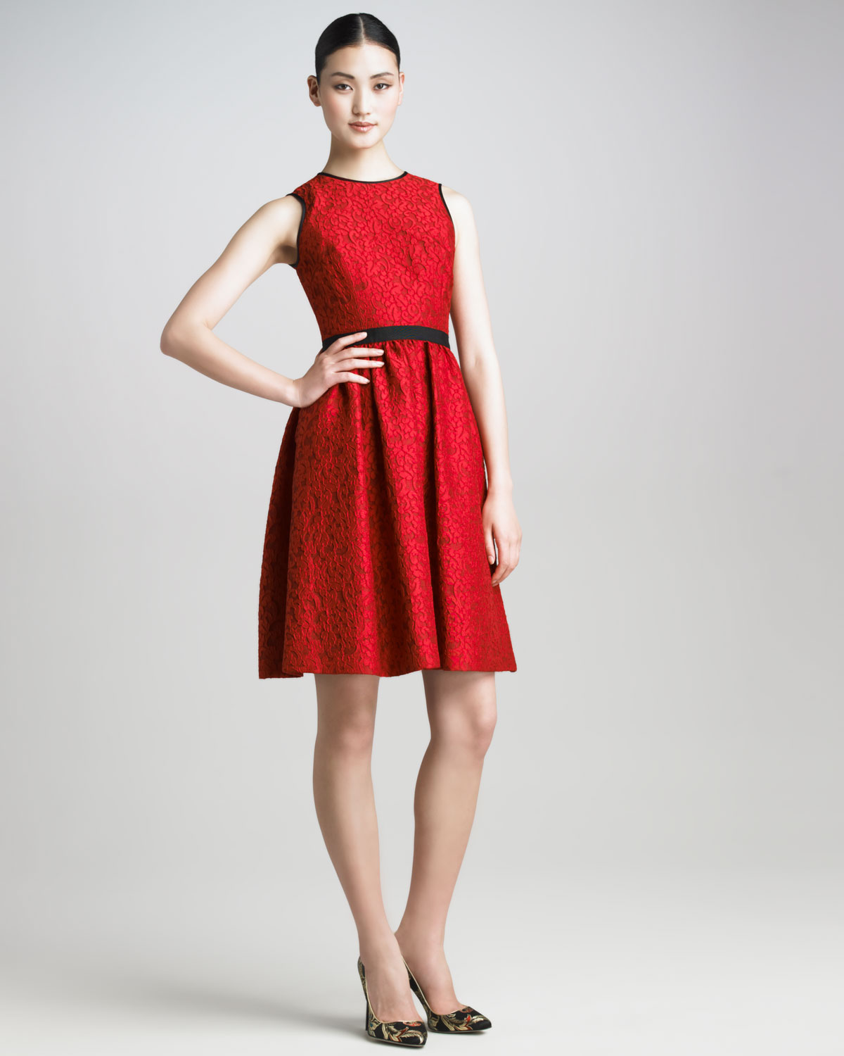 jason wu red lacejacquard dress product 1 4025121 538869684