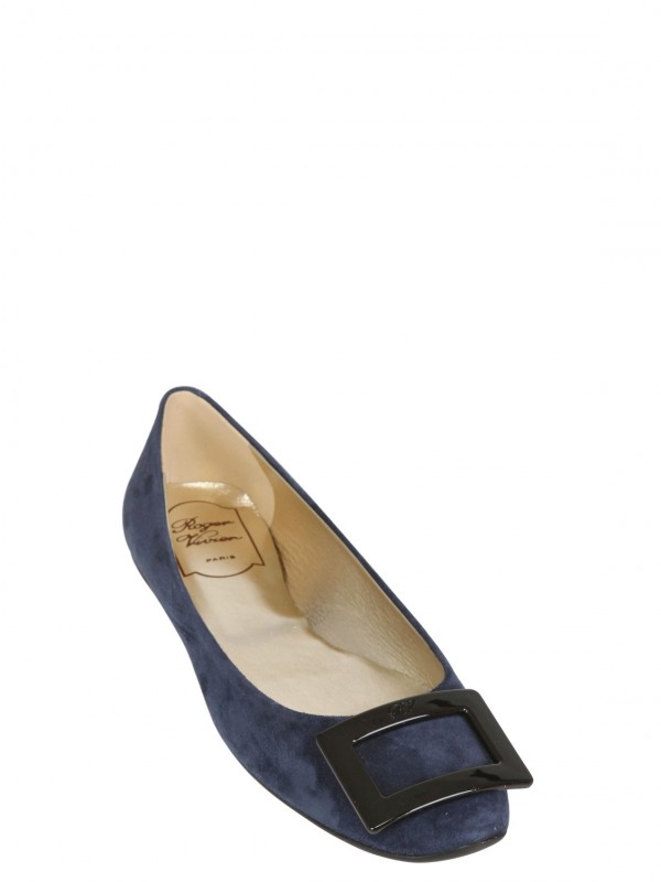 Lyst - Roger Vivier 10Mm Gommette Suede Ballerina in Blue