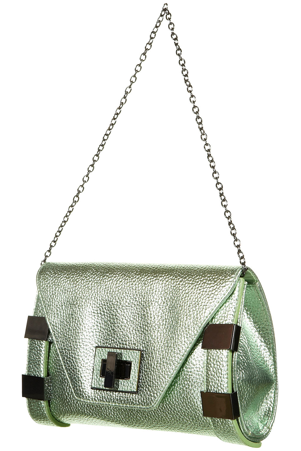 Metal Bar Insert Clutch Bag in Green Lyst
