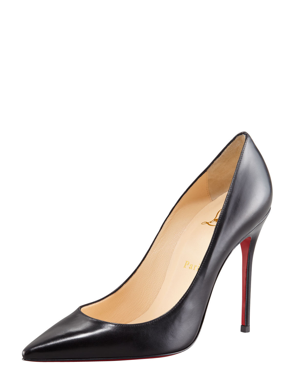 Christian Louboutin Decollete Calf Skin Pointed Toe Pump in Black | Lyst