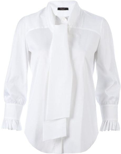 Giles Pussy Bow Blouse in White | Lyst