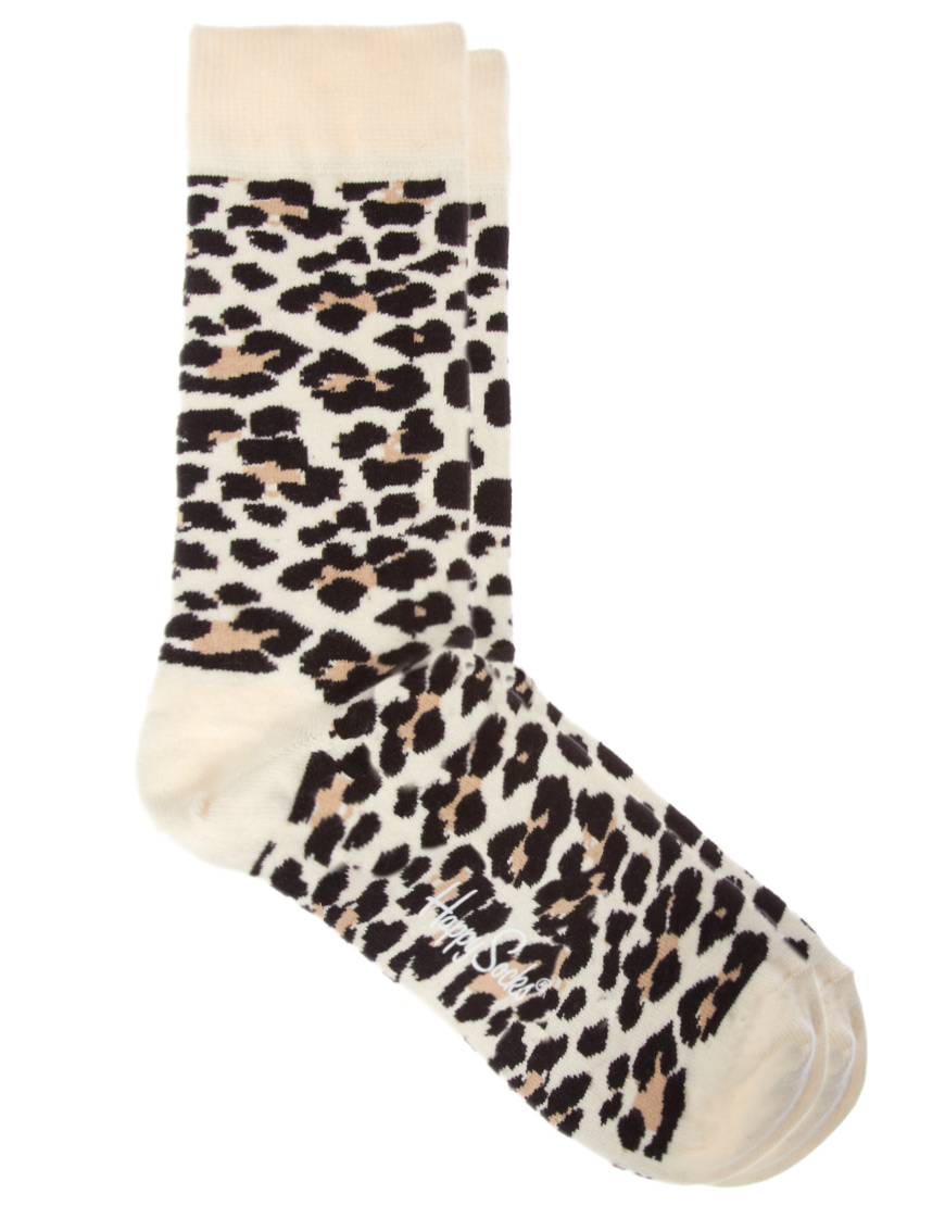 Happy Socks Leopard Print Socks In Animal For Men cream Lyst