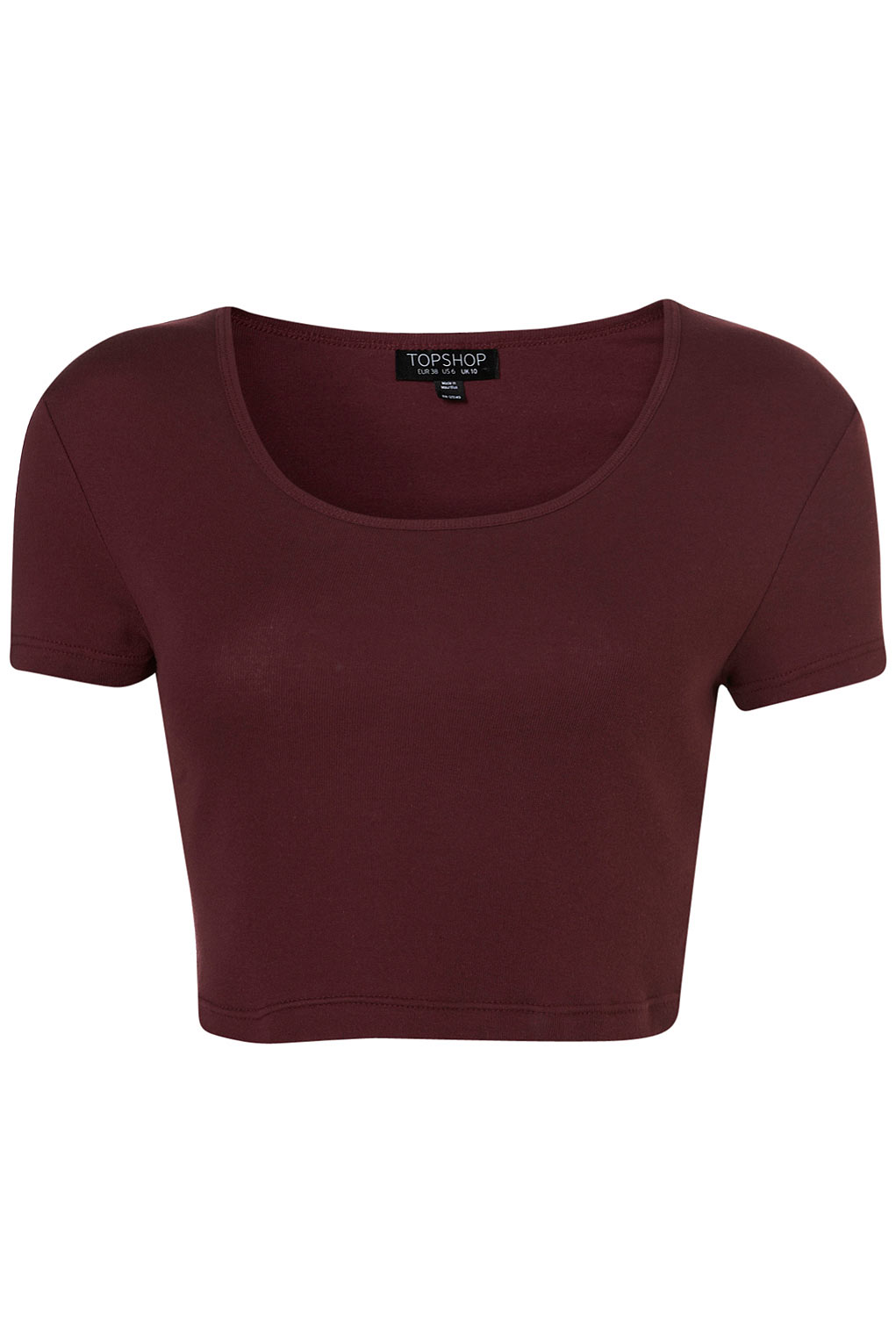 Topshop Basic Crop Tee in Purple (burgundy) | Lyst