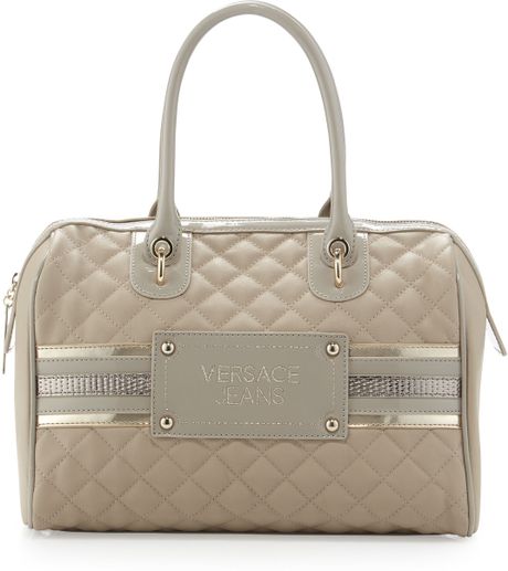 Versace Jeans Couture Quilted Tote Oasi in Gray (cream) | Lyst