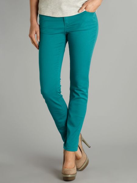 Whistles Charlie Coloured Skinny Jeans in Green (jade) | Lyst