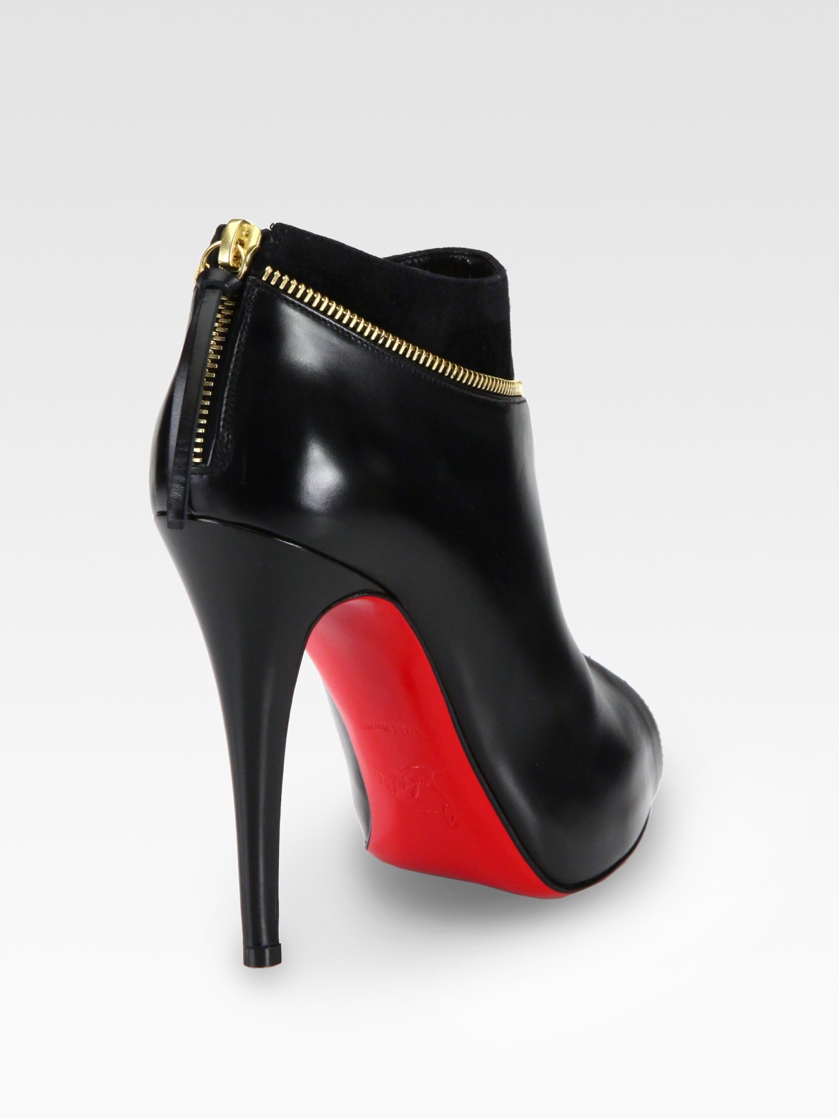 Lyst - Christian louboutin Leather and Suede Zipper Ankle Boots in Black