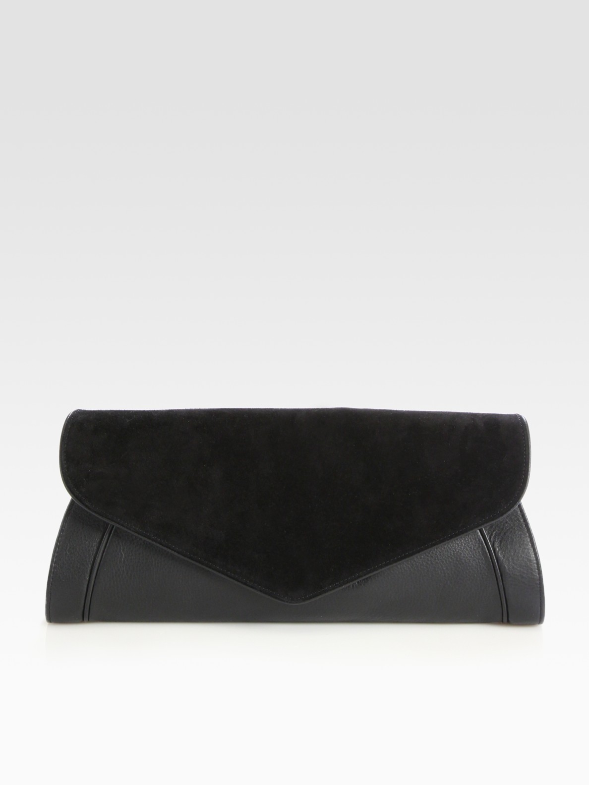 See by chlo Anna Leather and Suede Clutch in Black | Lyst