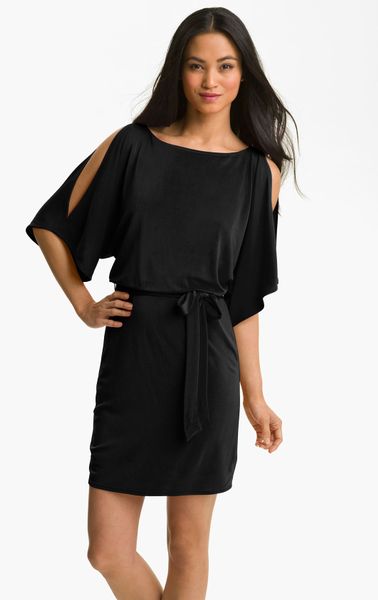 Trina Turk Bernice Split Sleeve Blouson Jersey Dress in Black | Lyst
