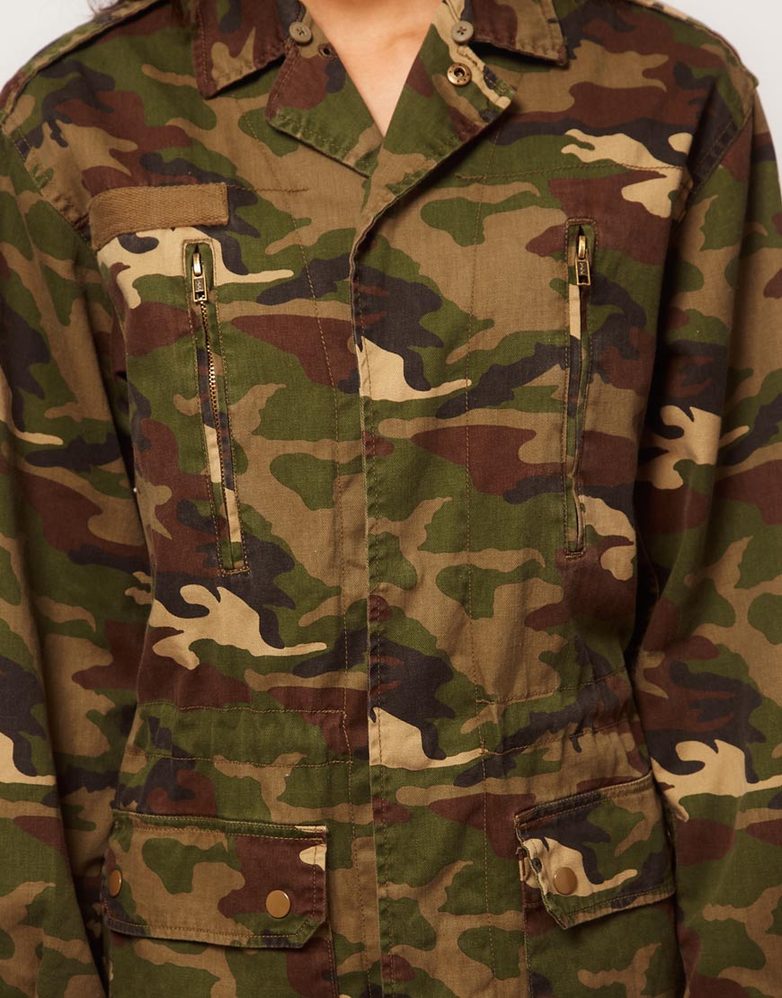 Lyst Asos Collection Asos Army Camo Jacket with Detachable Fur Trim Collar in Green