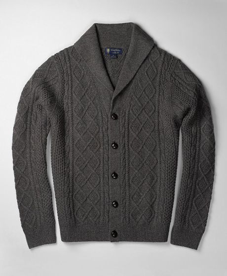 Brooks Brothers Saxxon Cable Shawl Cardigan in Brown for Men (brown ...