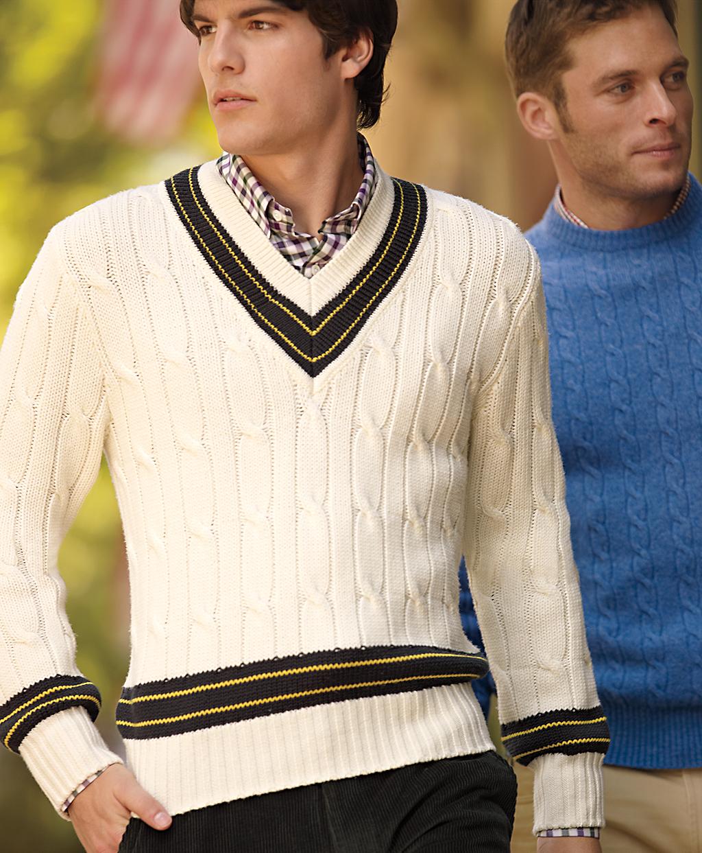 Lyst - Brooks Brothers Country Club Saxxon Cricket Sweater in Natural ...