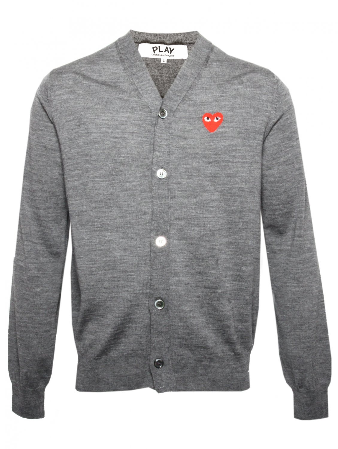 Comme des garçons Play Intarsia Mens Red Heart Cardigan Grey in Red for ...