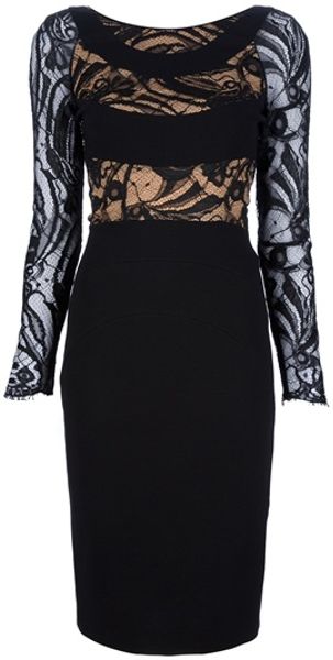 Emilio Pucci Lace Panel Dress in Black | Lyst