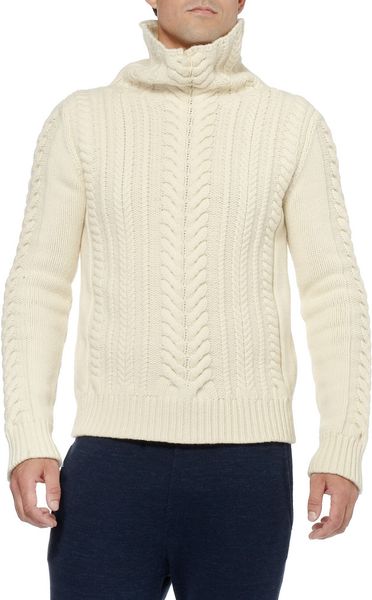 Balmain Cableknit Merino Wool Sweater in Beige for Men | Lyst
