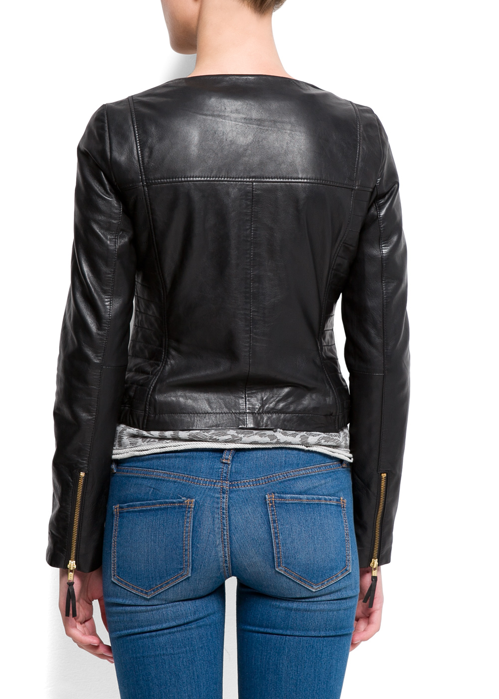 Lyst - Mango Zippers Leather Jacket in Black