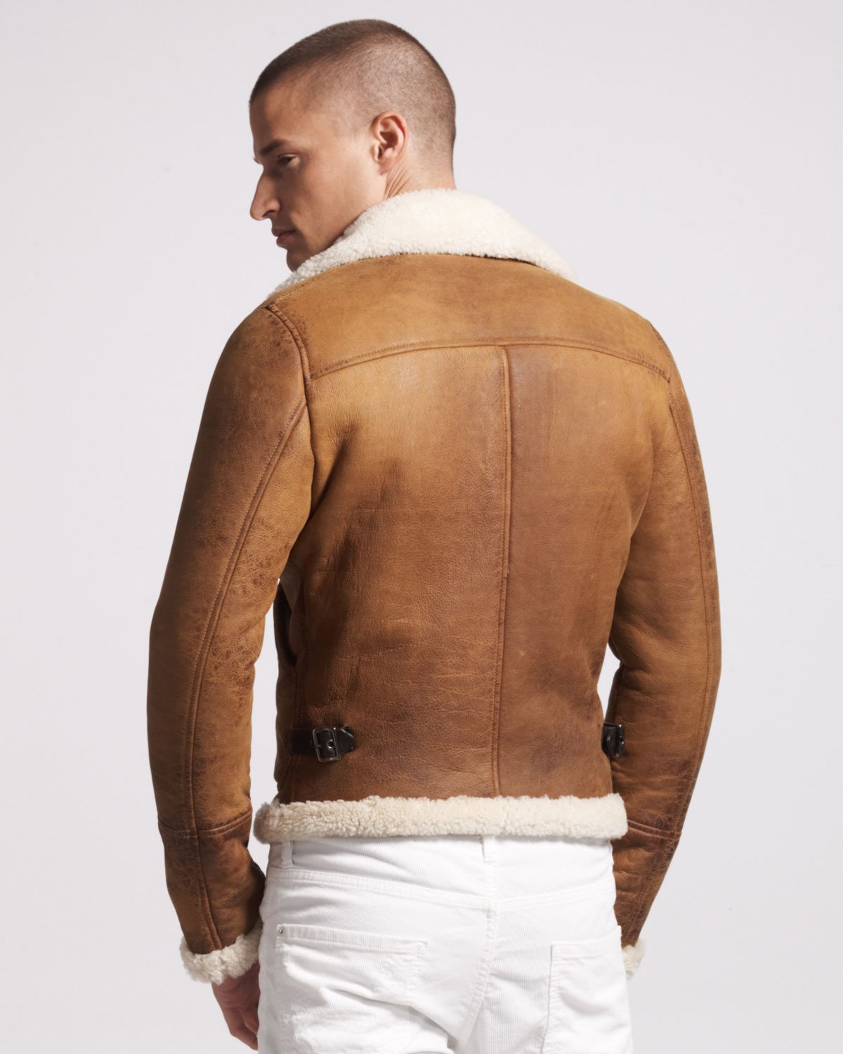 Dsquared² Shearling Bomber Jacket in Brown for Men | Lyst