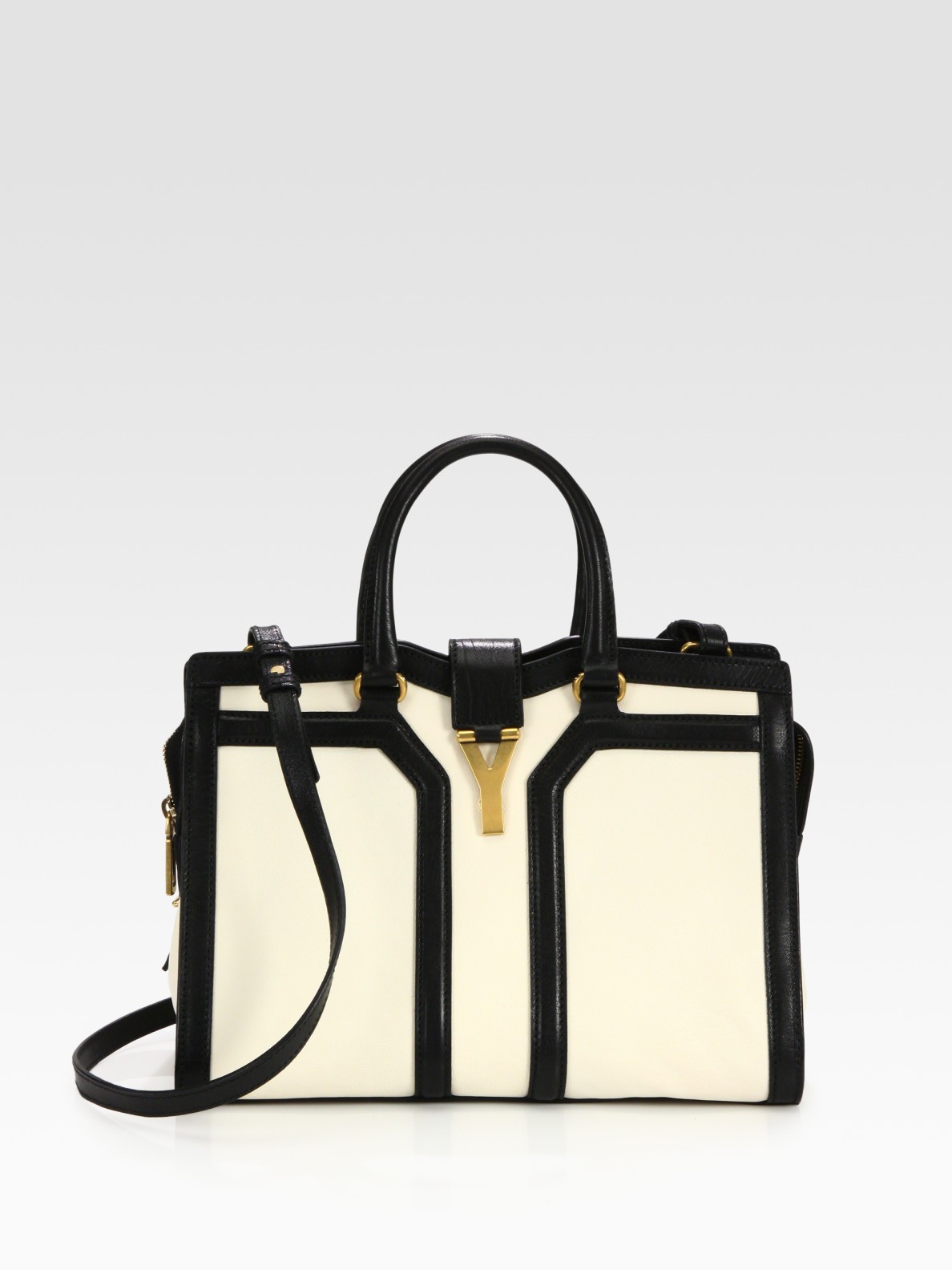 Saint laurent Ysl Mini Cabas Chyc Satchel in Beige (white) | Lyst