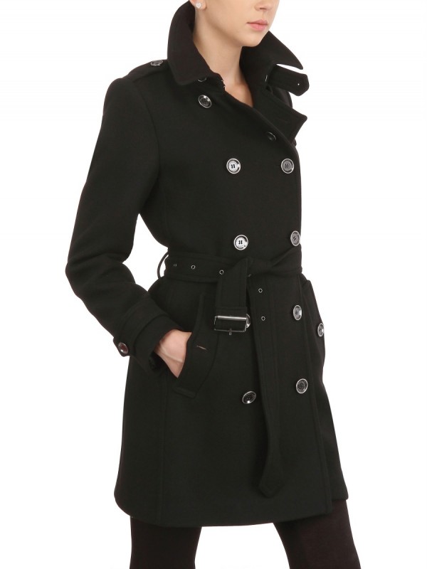 Burberry brit Balmoral Double Wool Twill Coat in Black | Lyst