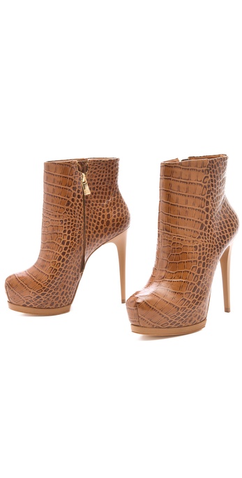 cognac croc booties