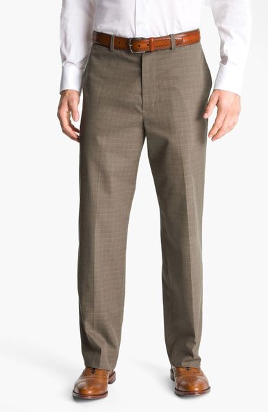 John W. Nordstrom® Smartcare Plaid Supima Cotton Pants in Brown for Men ...