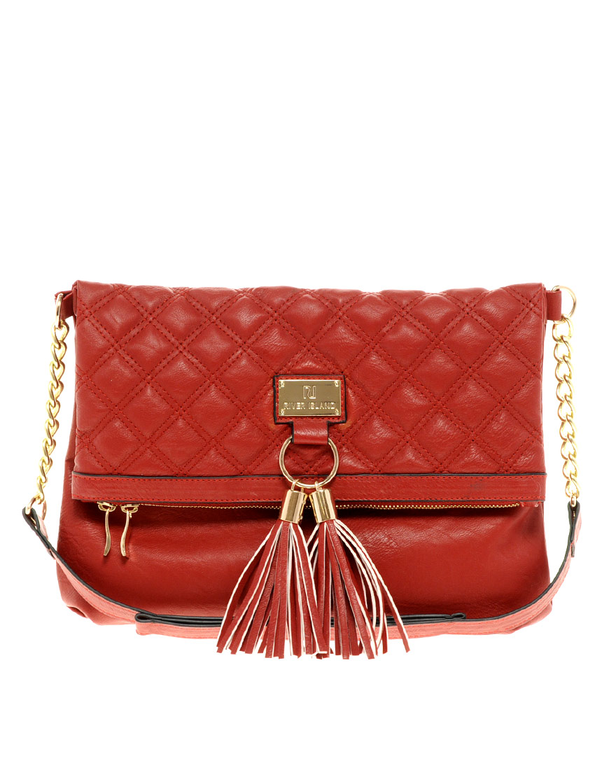River island Quilted Tassel Front Messenger Bag in Red Lyst