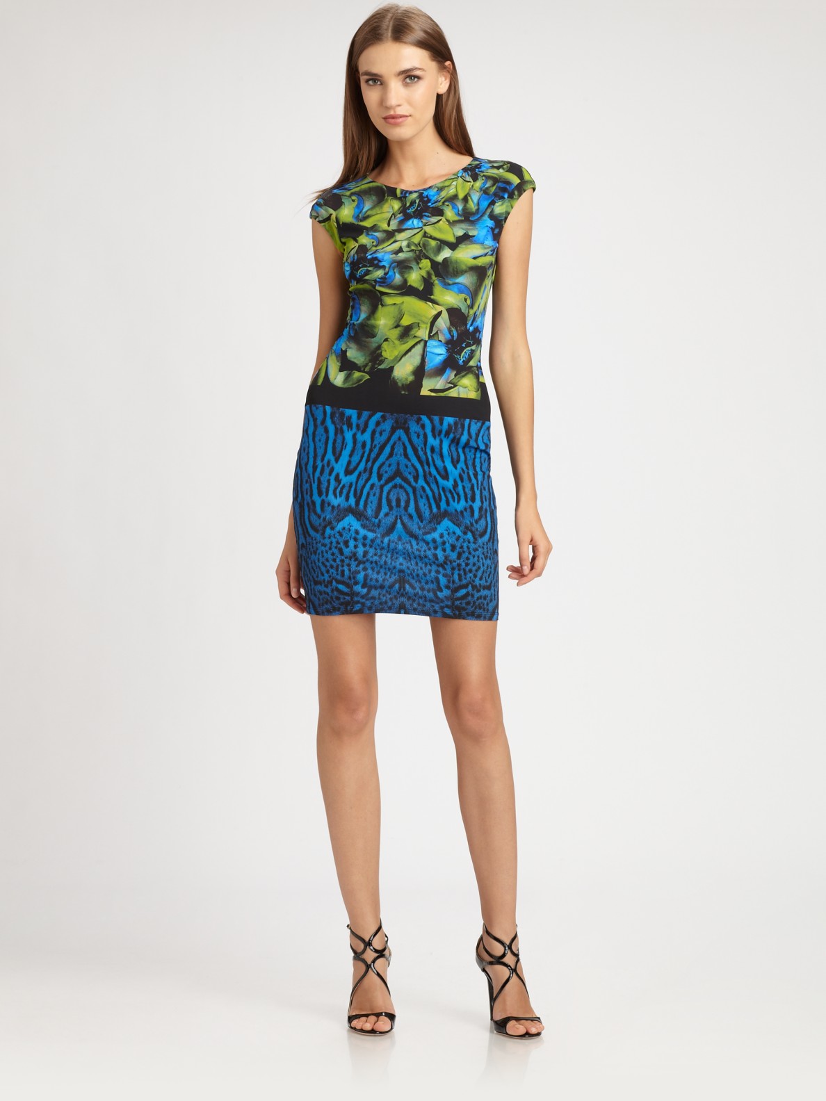 Lyst - Roberto Cavalli Printed Dress in Blue