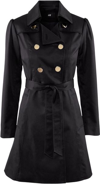 H&m Trench Coat in Black | Lyst