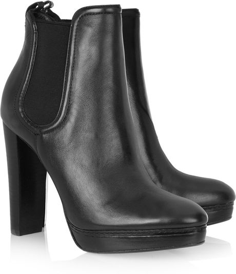 Kors By Michael Kors Egan Elasticated Leather Ankle Boots in Black | Lyst