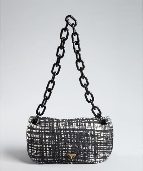 Prada Tweed Resin Chain Strap Shoulder Bag in Black | Lyst