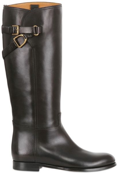 Ralph Lauren 15mm Sachi Buckled Riding Style Boots in Black | Lyst