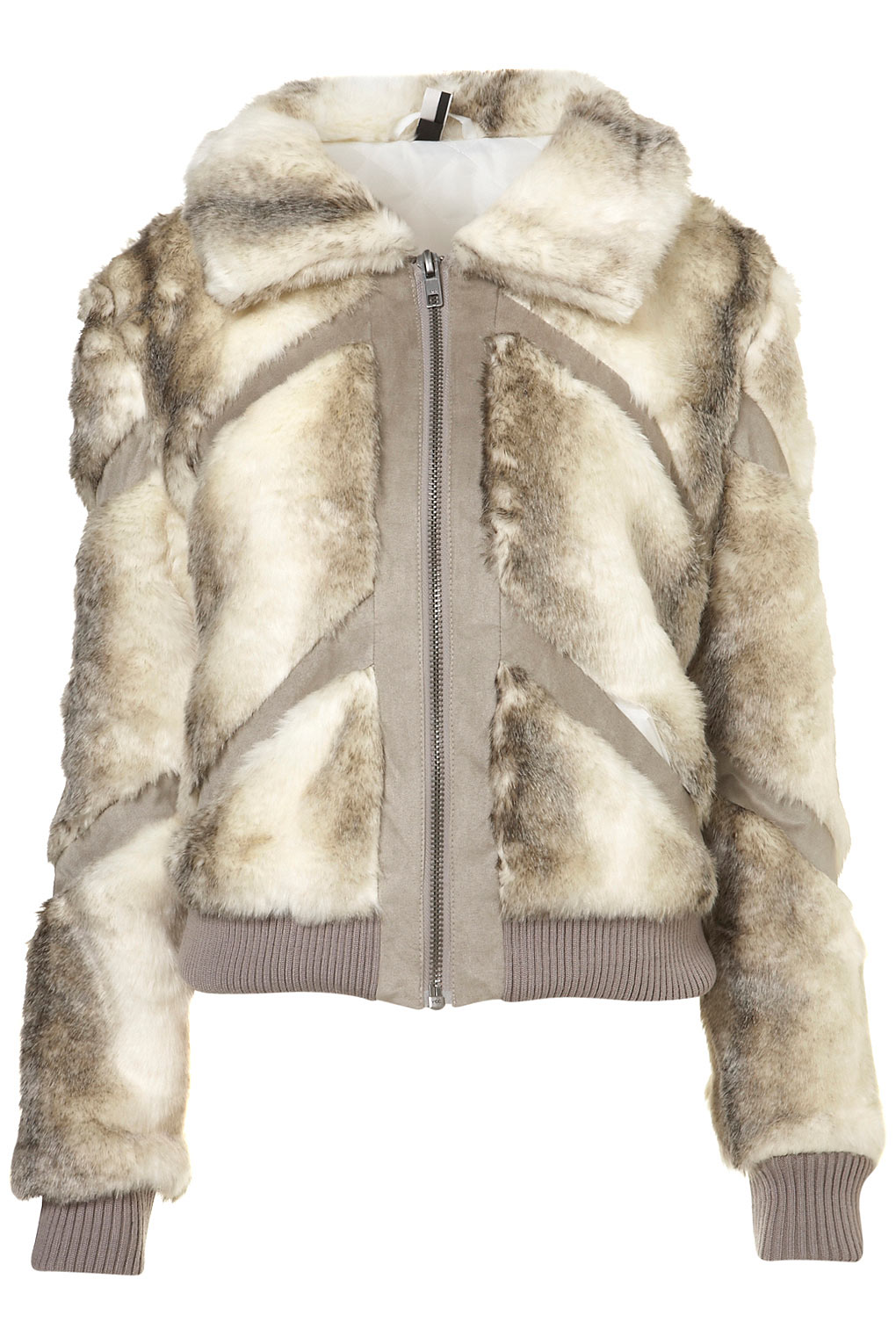 Topshop Sasha Fur Bomber Jacket in Beige (cream) | Lyst