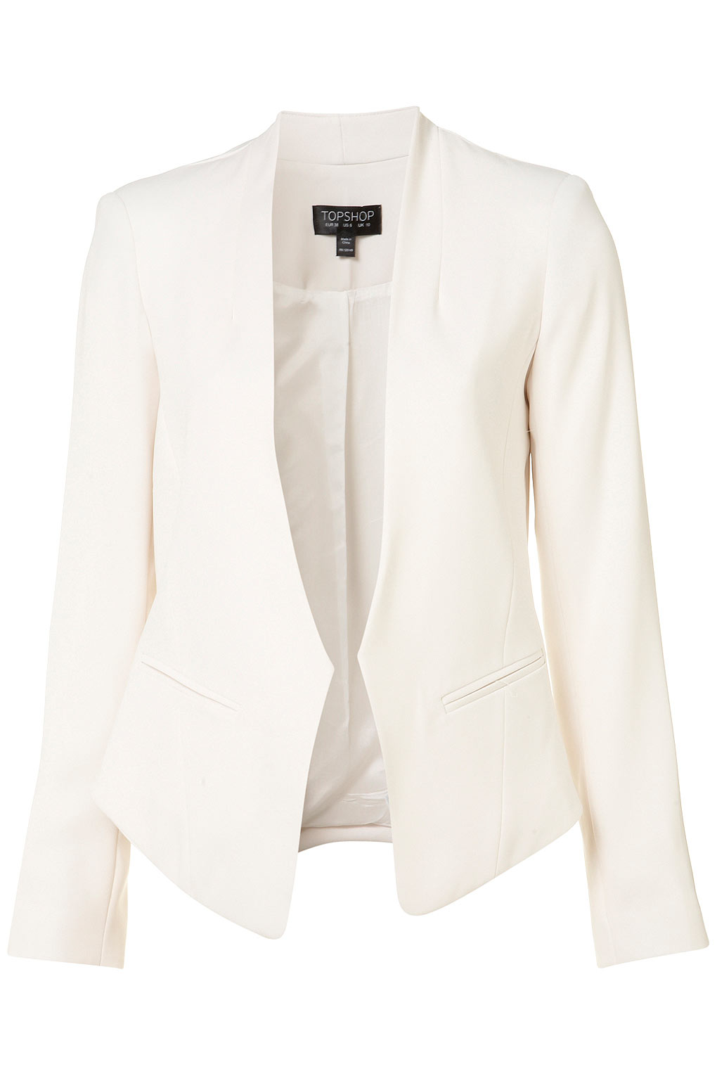 TOPSHOP Crop Back Collarless Blazer  in White  Lyst