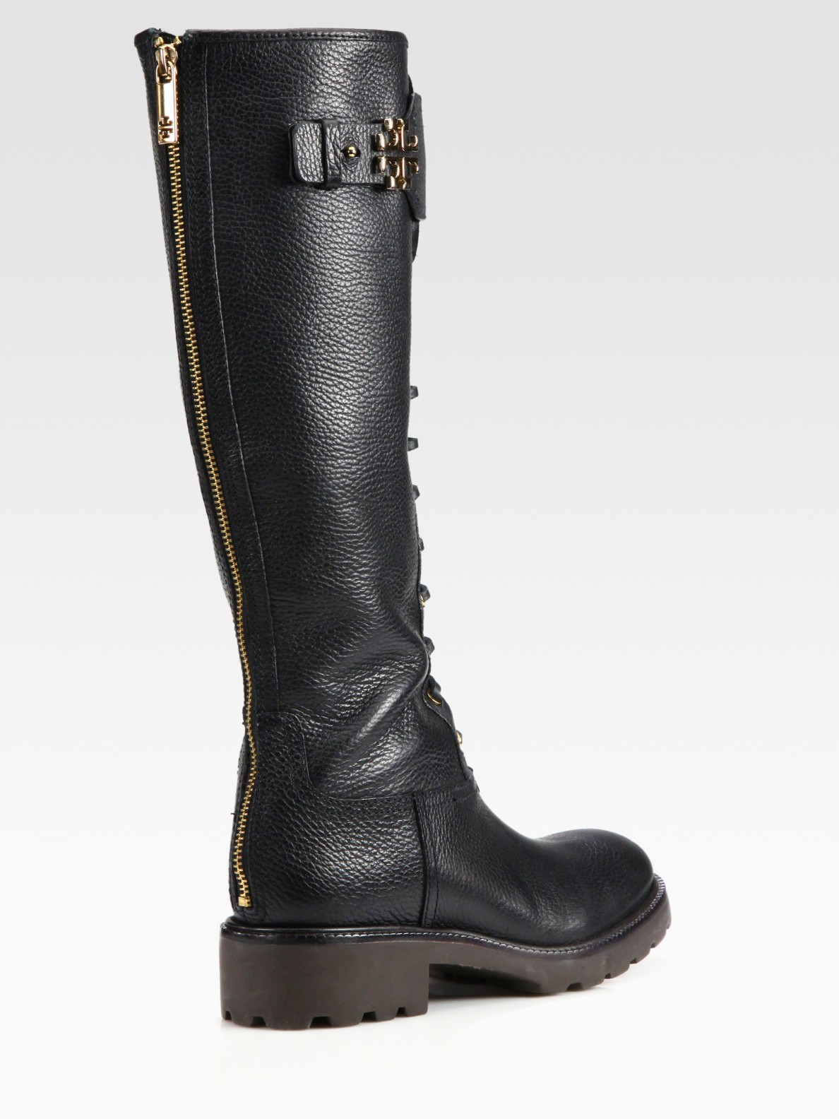 Lyst - Tory burch Wesley Leather Laceup Boots in Black
