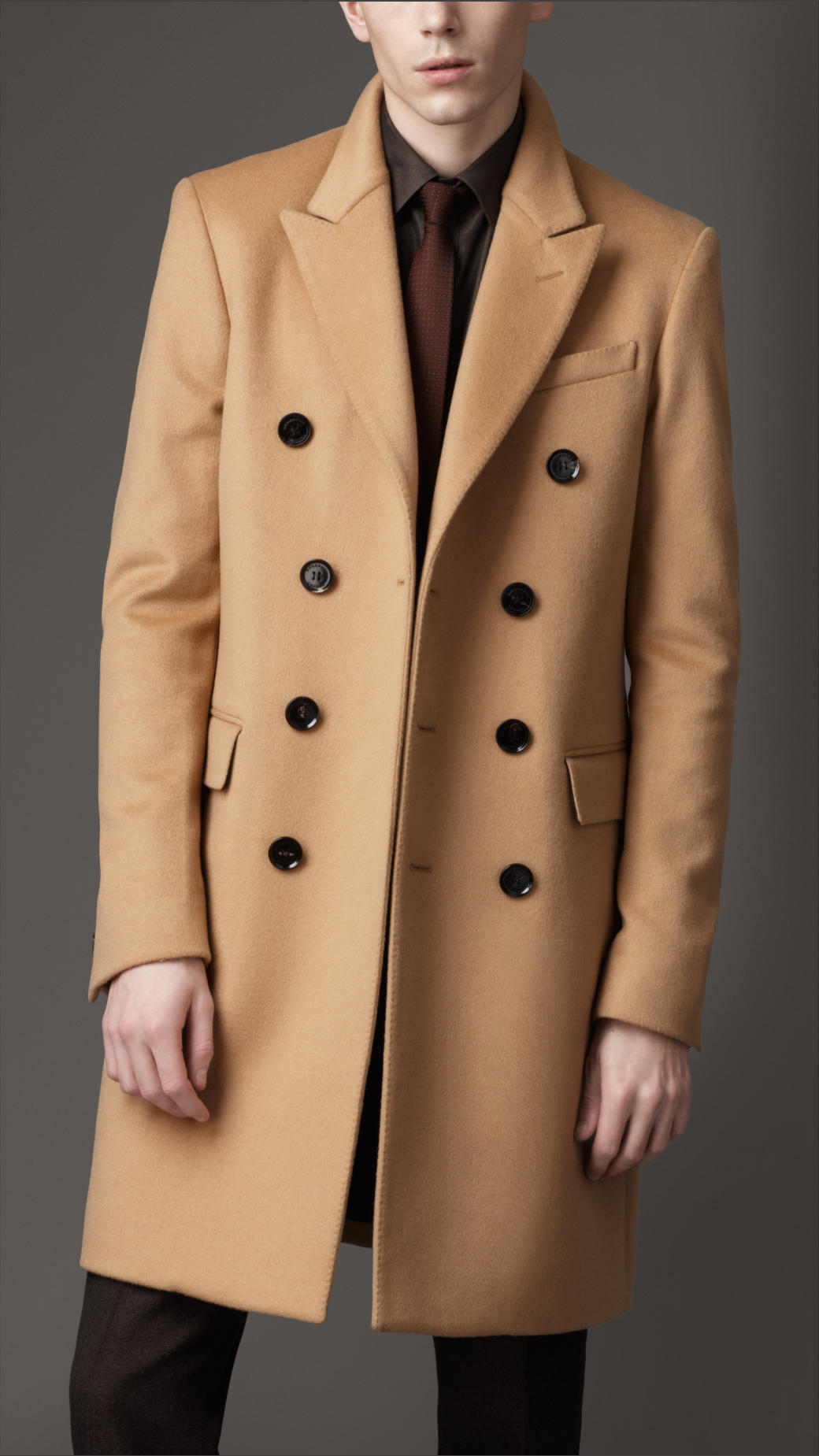 Lyst - Burberry Felted Wool Topcoat in Natural for Men